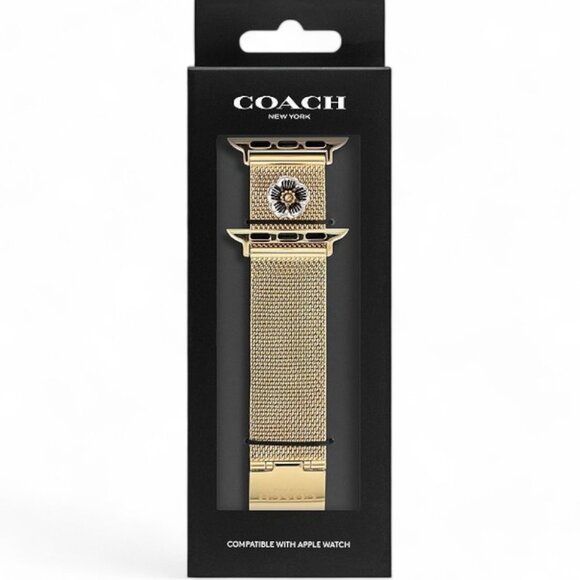 Coach Women's Gold Mesh Bracelet Strap for Apple Watch® 38mm 40mm And 41mm CL242 - Picture 2 of 10